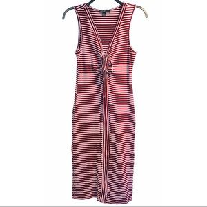 Love Rust & White Striped Tie-Up Bodycon Dress Size Large